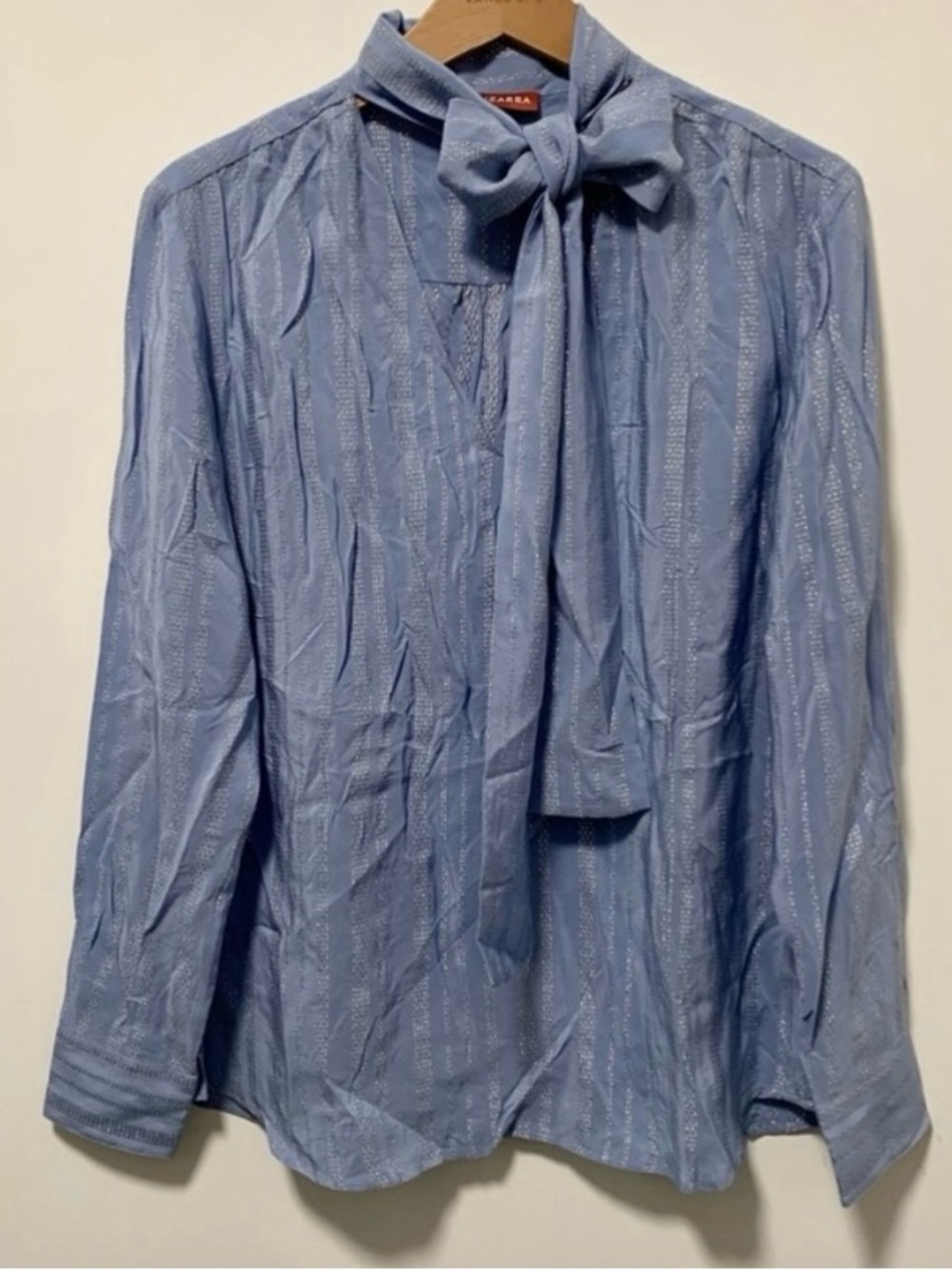 ALTUZARRA Metallic Striped Tie-Neck Blouse 42(L)